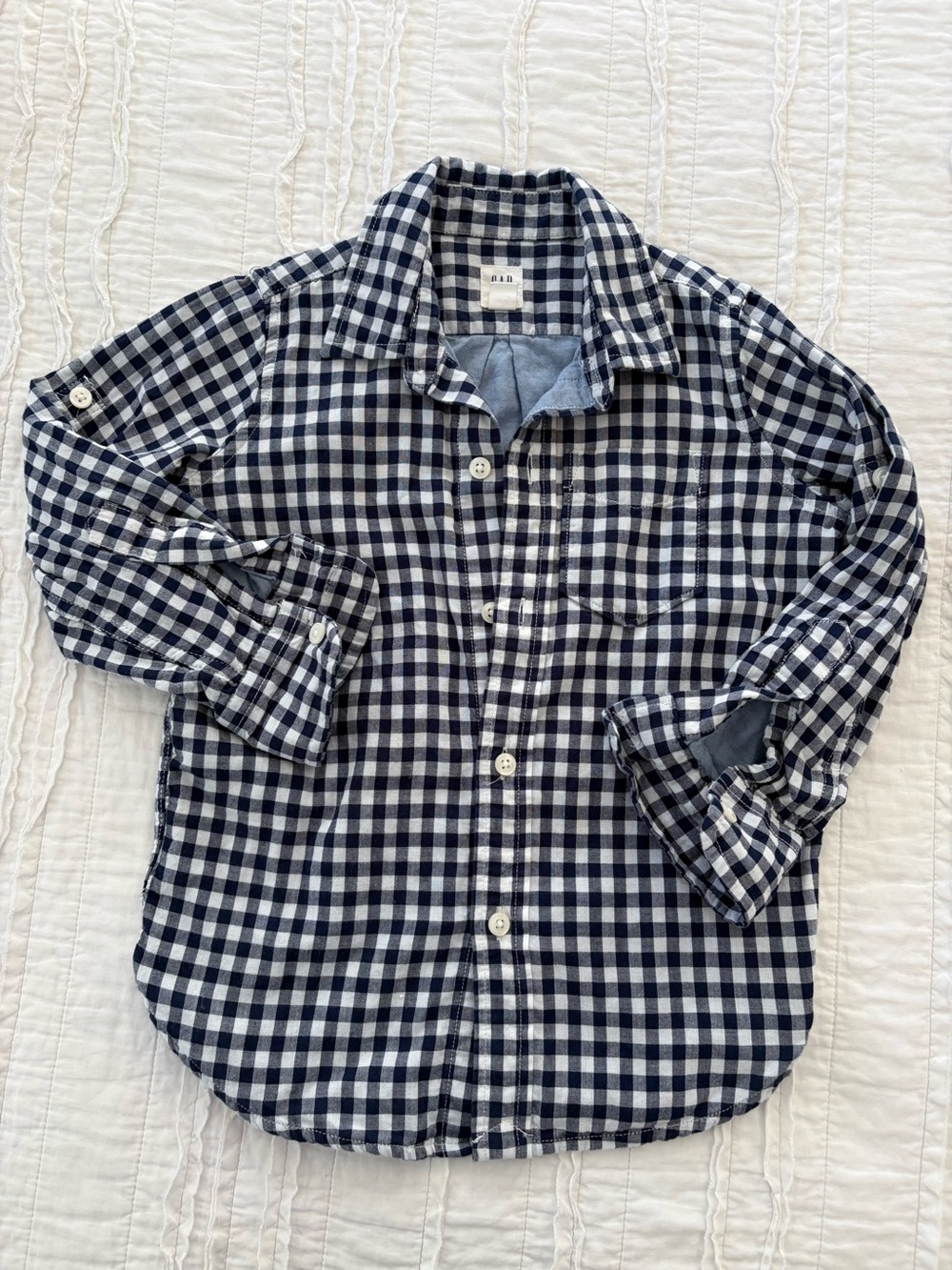 GAP Navy and White Gingham Button-Down Shirt